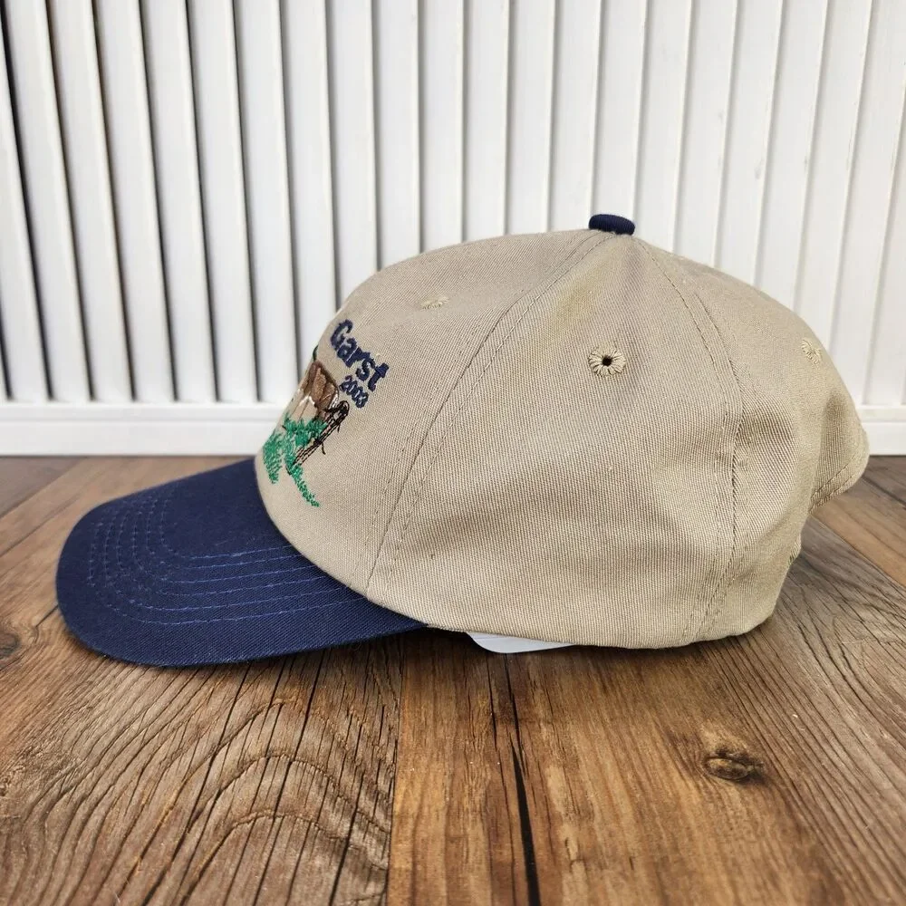VTG Garst Seed Company 2003 Deer Meadow Snapback Hat Cap Beige Blue Farmer Buck